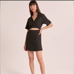 Abercrombie linen blend black dress
